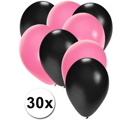 Party ballonnen zwart en lichtroze