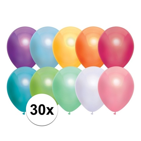 30x Colored metallic balloons 30 cm