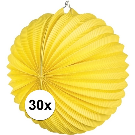 30x Lampionnen geel 22 cm