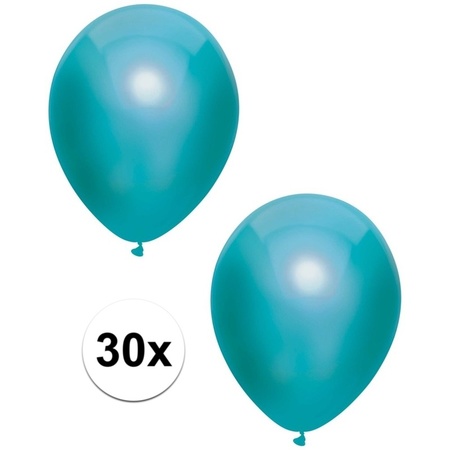 30x Petrol blue metallic balloons 30 cm