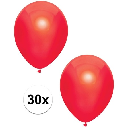 30x Red metallic balloons 30 cm