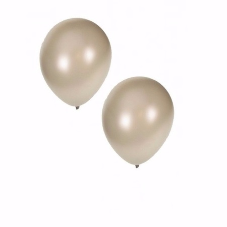 30x pieces metallic silver balloons 36 cm