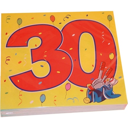 32x 30 jaar leeftijd themafeest servetten Confetti 33 x 33 cm