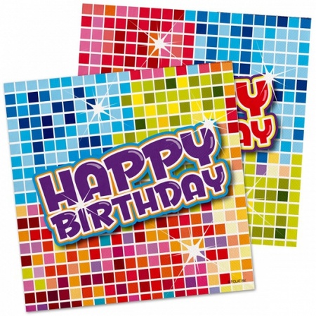 32x Happy Birthday party theme napkins Confetti 25 x 25 cm paper