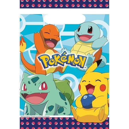32x Pokemon themafeest uitdeelzakjes 16 x 23 cm