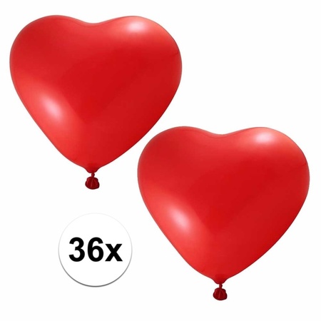 Rode ballonnen hartjes 36 stuks