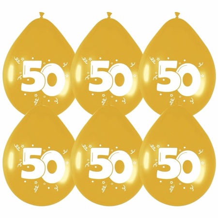 36x stuks gouden ballonnen 50 jaar feestartikelen