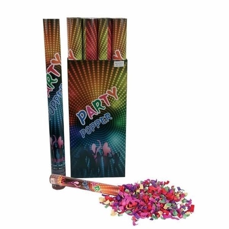 3x Confetti shooters multi-color 80 cm