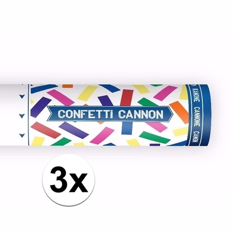3x Confetti shooters kleuren mix 20 cm