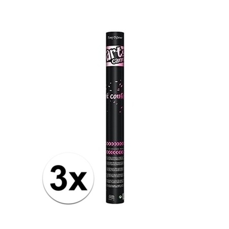 3x Confetti shooters roze 60 cm