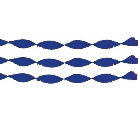 3x Crepe papier slingers 6 meter blauw