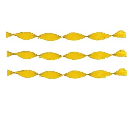 3x Crepe papier slingers 6 meter geel