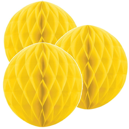 Gele kerstversiering ballen van papier 10 cm 3 stuks