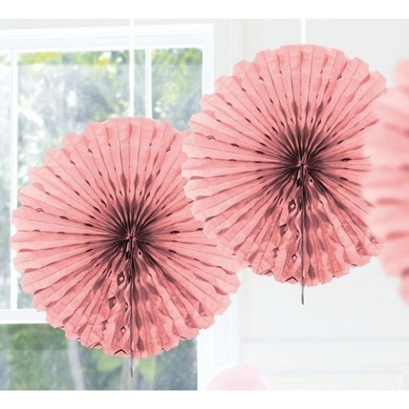 3x Decoration fan light pink 45 cm