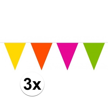 3x Vlaggenlijn in kleur 10 meter brandvertragend