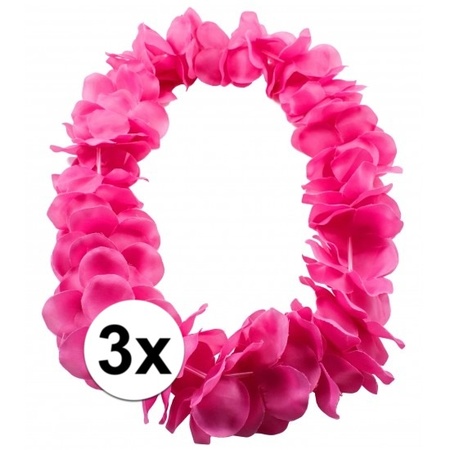 3x Tropical krans neon roze