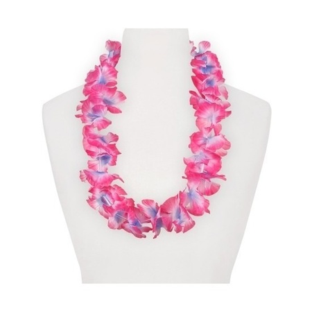 3x Feestartikelen hawaii bloemen krans roze/paars