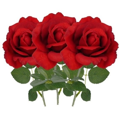 3x Kunstbloem roos Carol rood 37 cm