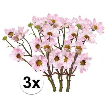 3x Licht roze margriet kunstbloemen tak 44 cm