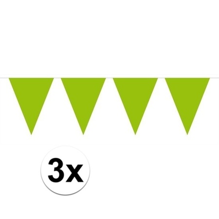 3x Mini vlaggenlijn / slinger versiering lime groen 
