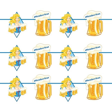 3x Oktoberfest/beer party buntings with blonde woman 10 m