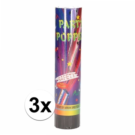3x Party popper confetti 20 cm 