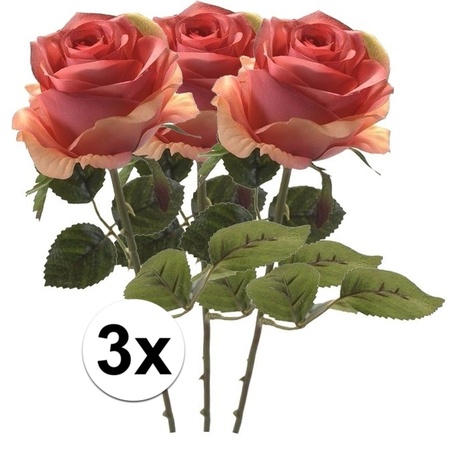 3x Roze roos kunstbloem Simone 45 cm 