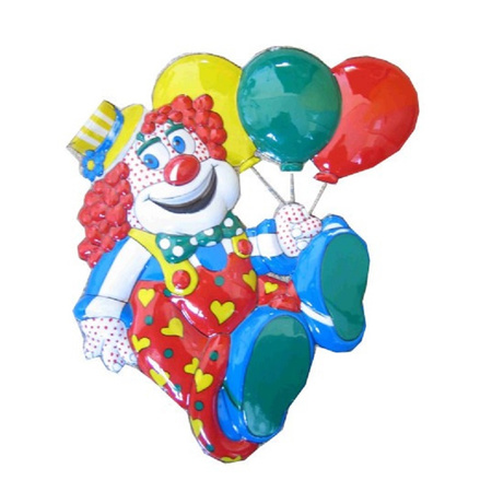 3x stuks carnaval decoratie schild clown ballonnen 50 x 45 cm