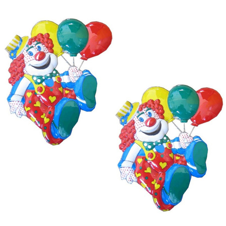 3x stuks carnaval decoratie schild clown ballonnen 50 x 45 cm