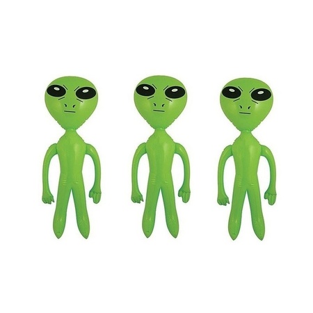 3x stuks opblaasbare groene aliens van 64 cm