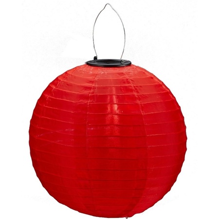 3x pieces Red solar party lanterns 30 cm