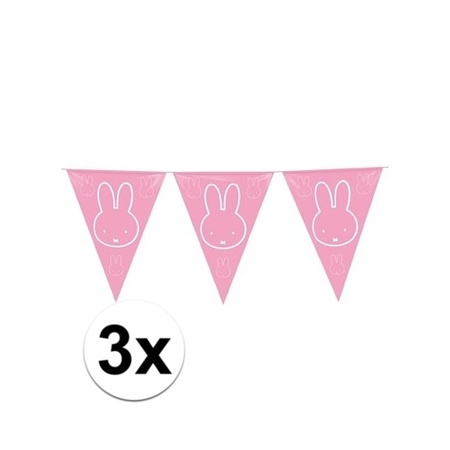 3x Miffy flag lines pink