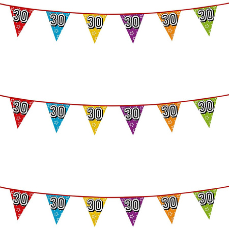 3x stuks vlaggenlijnen glitters 30 jaar thema feestartikelen