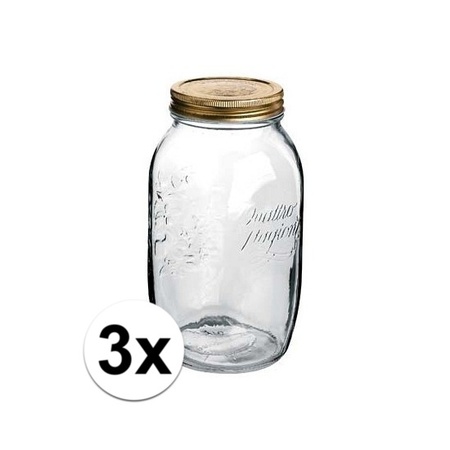 3x Mason jar with swivel lid 1500 ml