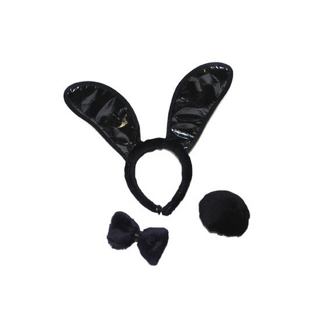 3x stuks zwart bunny verkleed setje 3-delig voor dames