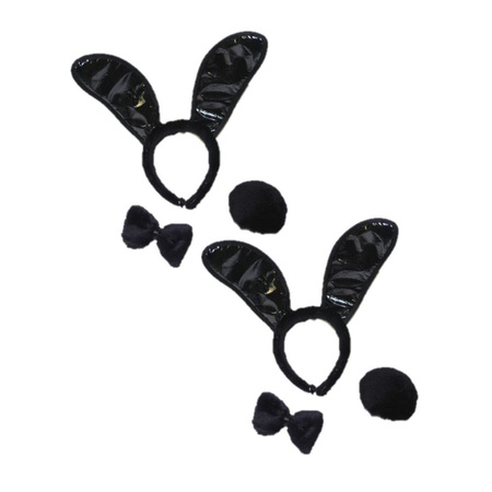 3x stuks zwart bunny verkleed setje 3-delig voor dames