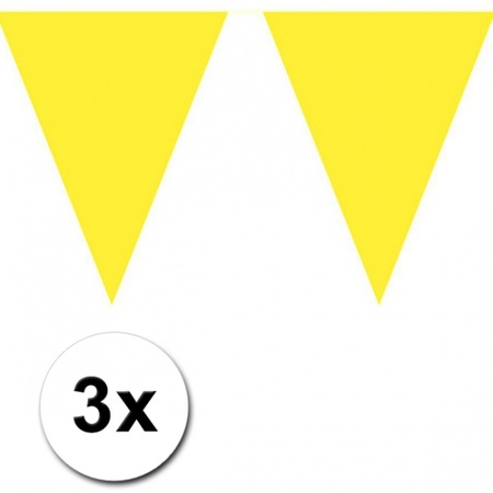 3 gele plastic vlaggenlijnen