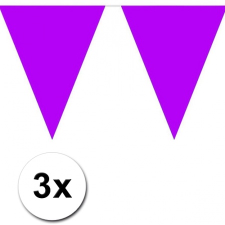 3 paarse plastic vlaggenlijnen