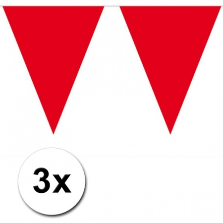 3 rode plastic vlaggenlijnen