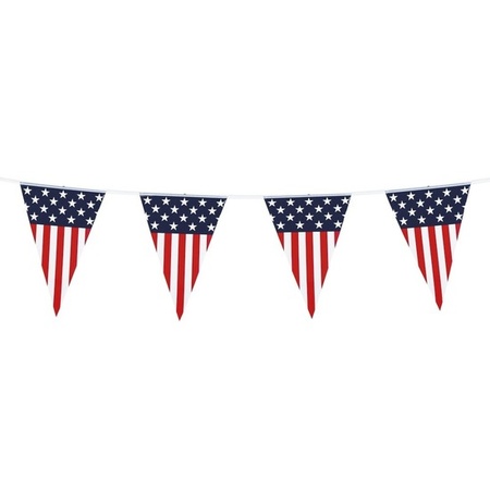 3x Vlaggenlijn/vlaggetjes Amerika/USA 6 meter