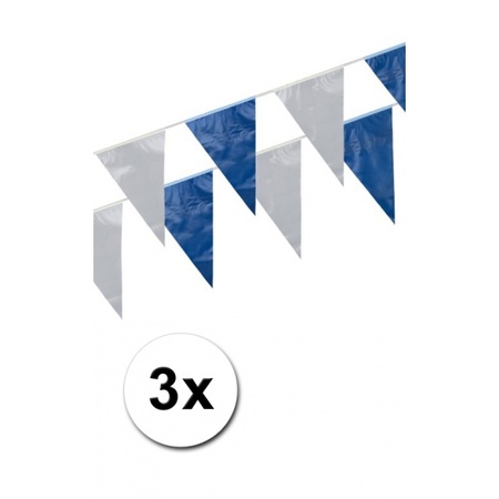 3x Plastic vlaggetjes in het blauw/wit