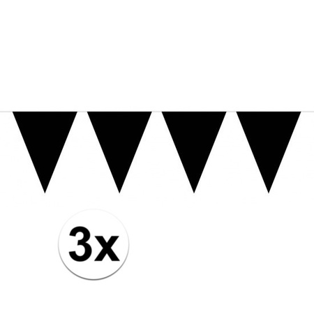 3x Vlaggenlijnen XL zwart 10 meter