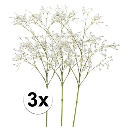 3x Witte gipskruid kunstbloemen 65 cm
