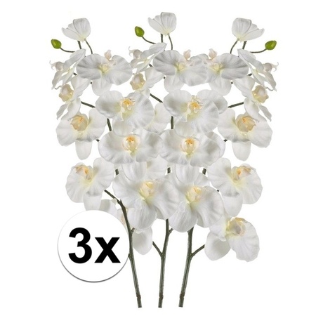 3x Kunstbloem Orchidee wit