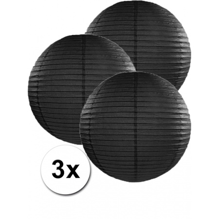 Voordeelverpakking met 3x zwarte lampionnen 35 cm