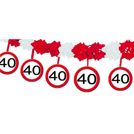 40 jaar verjaardag feest slingers met stopborden van 4 meter