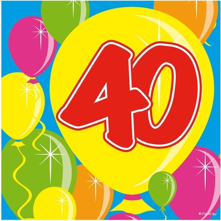 40x 40 jaar leeftijd themafeest servetten Balloons 25 x 25 cm