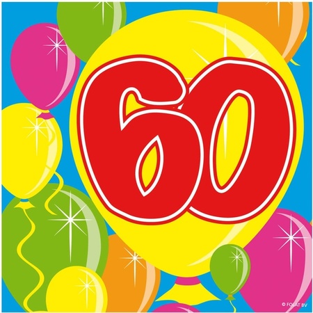 40x 60 jaar leeftijd themafeest servetten Balloons 25 x 25 cm