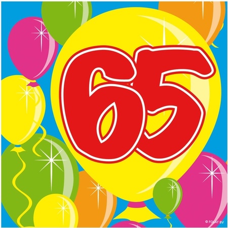 40x 65 jaar leeftijd themafeest servetten Balloons 25 x 25 cm