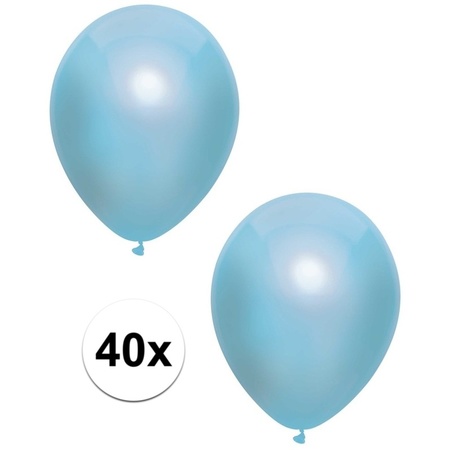 40x Blue metallic balloons 30 cm